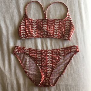Red and white Patagonia bathing suit